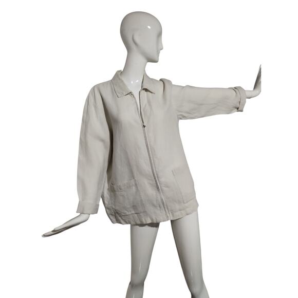 Eileen Fisher Irish Linen Womens size XL Full Zip Jacket Quiet Luxury Old Money - Picture 1 of 11
